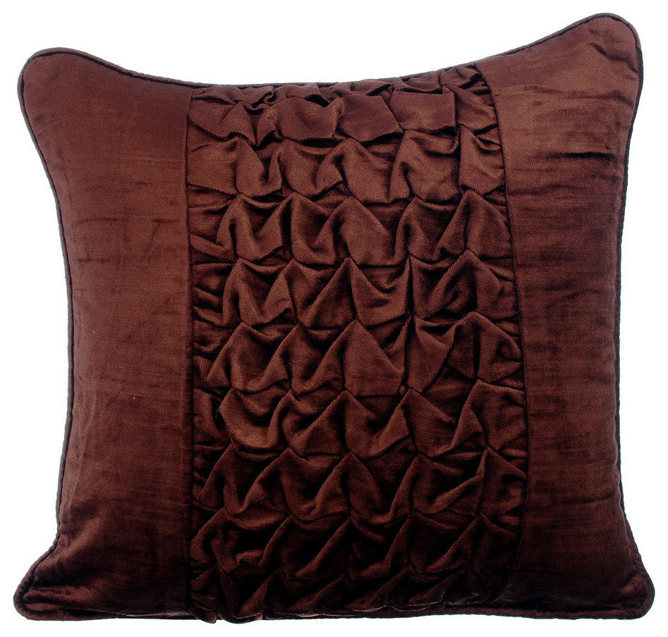Brown Decorative Pillow Covers 14"x14" Velvet, Brown Knots