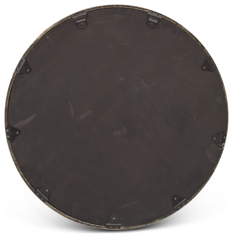 Samar 39" Round Mirror, Vintage Silver