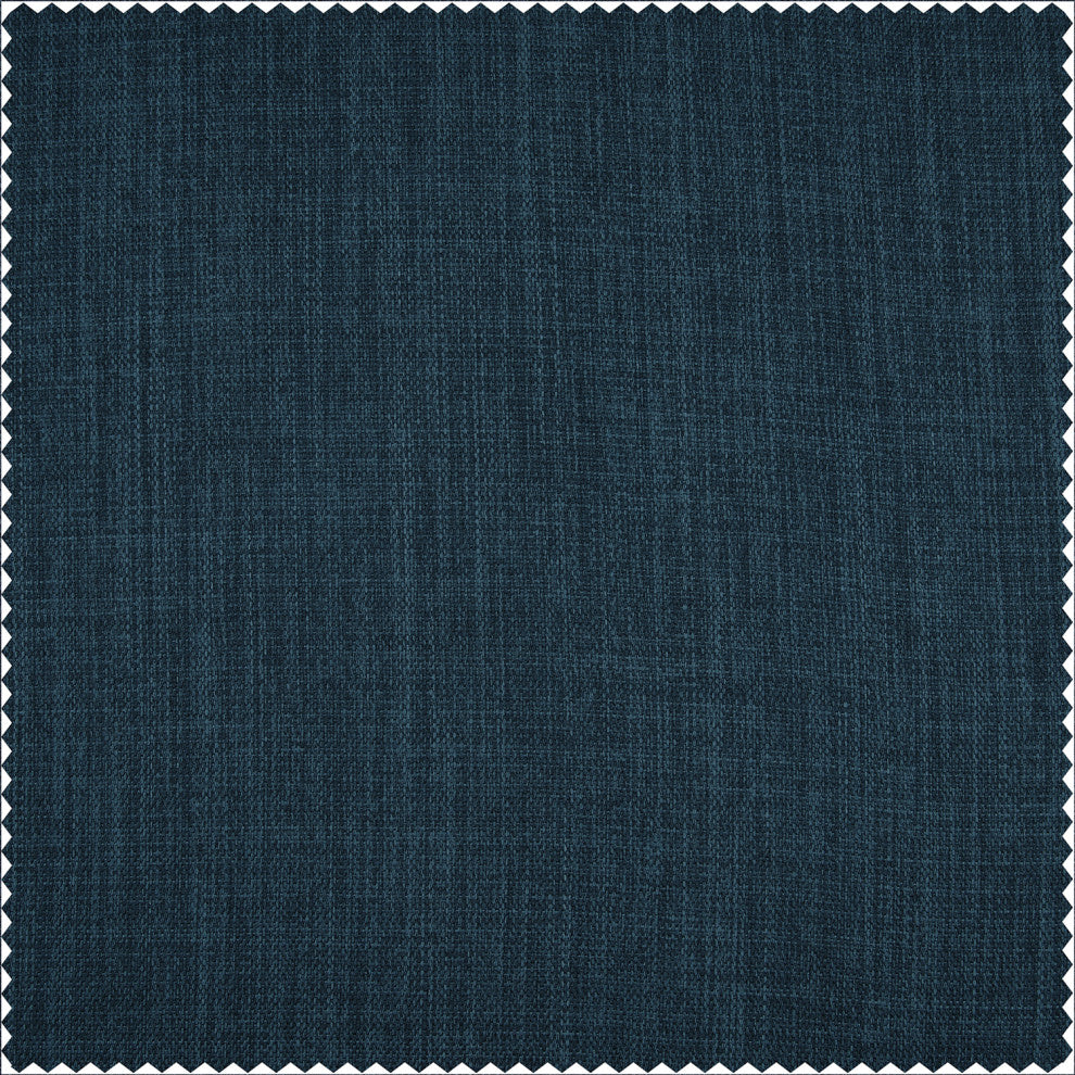 Faux Linen Extra Wide Room Darkening Curtain Single Panel, Story Blue, 100wx108l