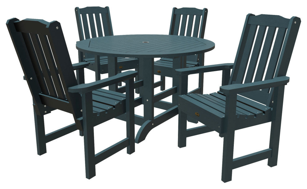 Springville 5-Piece Round Dining Set, Weathered Acorn, Nantucket Blue