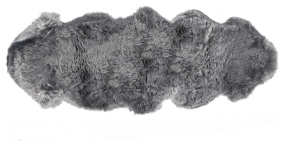 Milan Shearling Double Sheepskin Rug 2' X 6', Platinum
