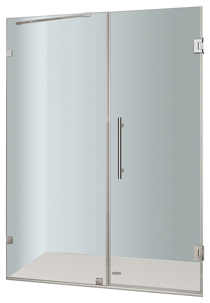 Aston Nautis Completely Frameless Hinged Shower Door, Chrome, 52"x72"