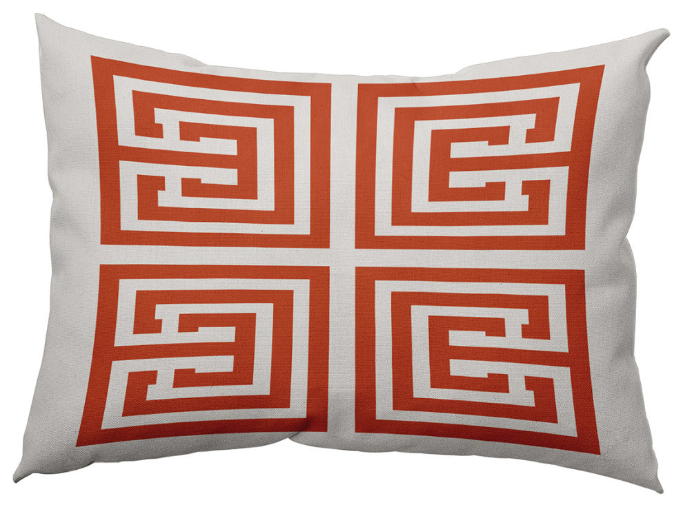 14" x 20" Greek Key Decorative Indoor Pillow, Bright Orange