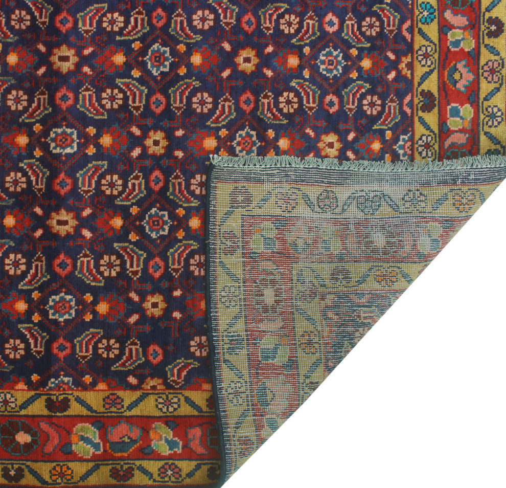 Fine Vintage Distressed Orlan Navy/Red Runner, 5'0x10'8