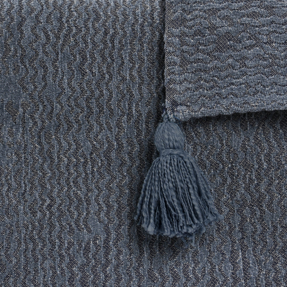 Misty 100% Cotton 50"x70" Throw Blanket in Blue  by Kosas Home