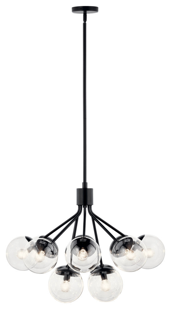 Silvarious Convertible Chandelier, Black Clear, 12 Light Clear
