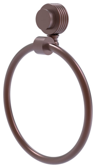 Venus Towel Ring With Groovy Accent, Antique Copper