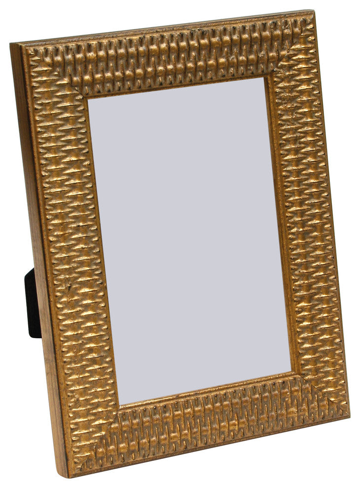 Arezzo Antique Frame, Gold And Rattan Pattern, 5"x7"