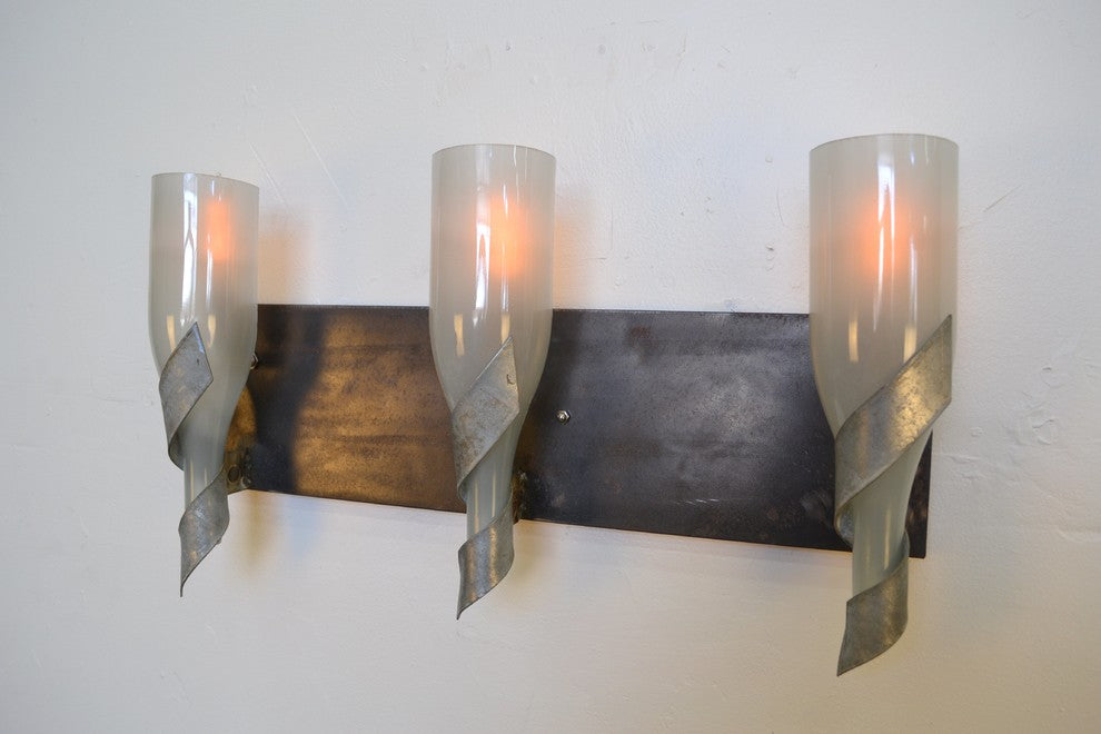 Wine Barrel Vanity Light - Sophistication - Made from CA wine barrel rings