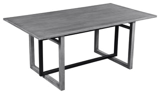 72" Dining Table Rectangular Mango Wood Top Metal Interlocked Base Brown Gray