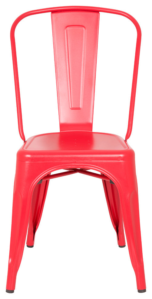 Highland Commercial Grade Metal Dining Chair, Frosted Red (Set of 4)
