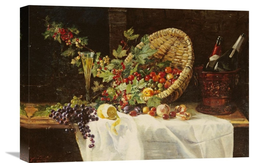 "Cherries and Gooseberries In a Basket" Artwork, 22" x 15"