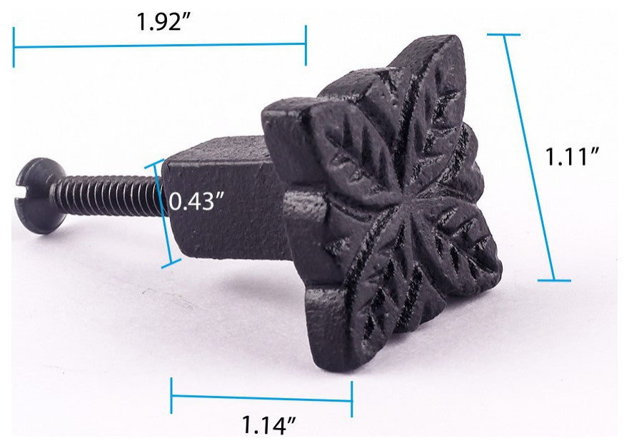 Flower Cabinet Hardware Iron Cabinet Knob Black Pack of 4