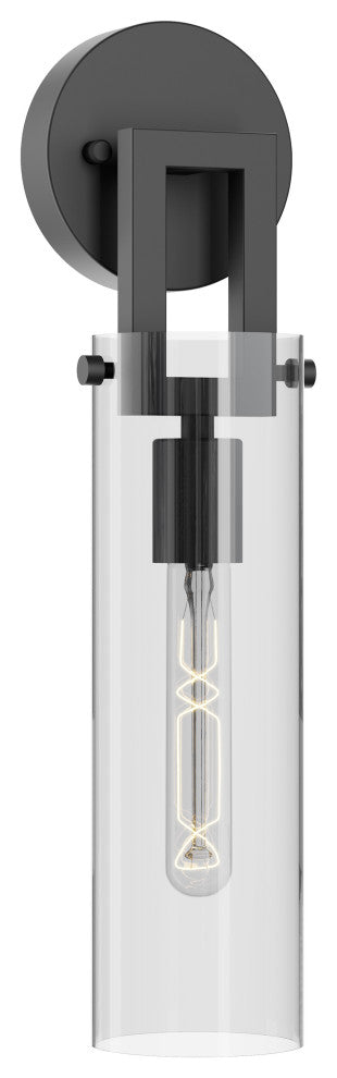 Houston 17" Wall Sconce, Clear Glass, Black Finish