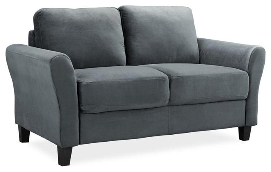 LifeStyle Solutions Transitional 2 Piece Sofa and Loveseat Set in Dark Gray