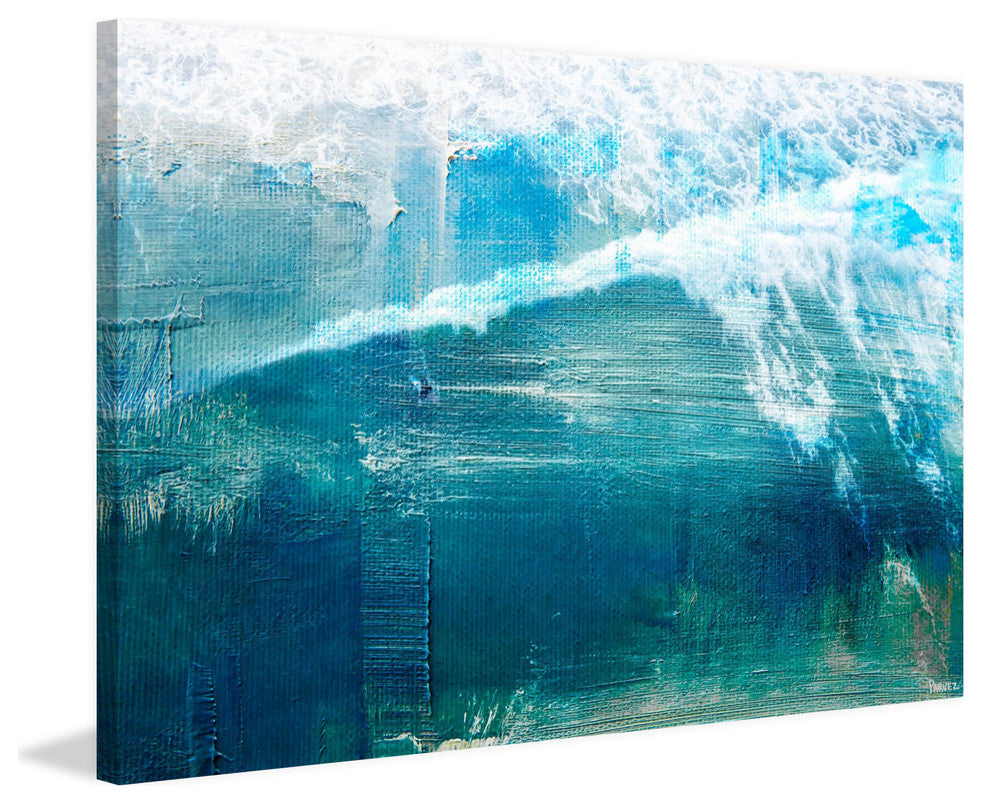 "White Splashing Surf" Painting Print on Wrapped Canvas, 30"x20"