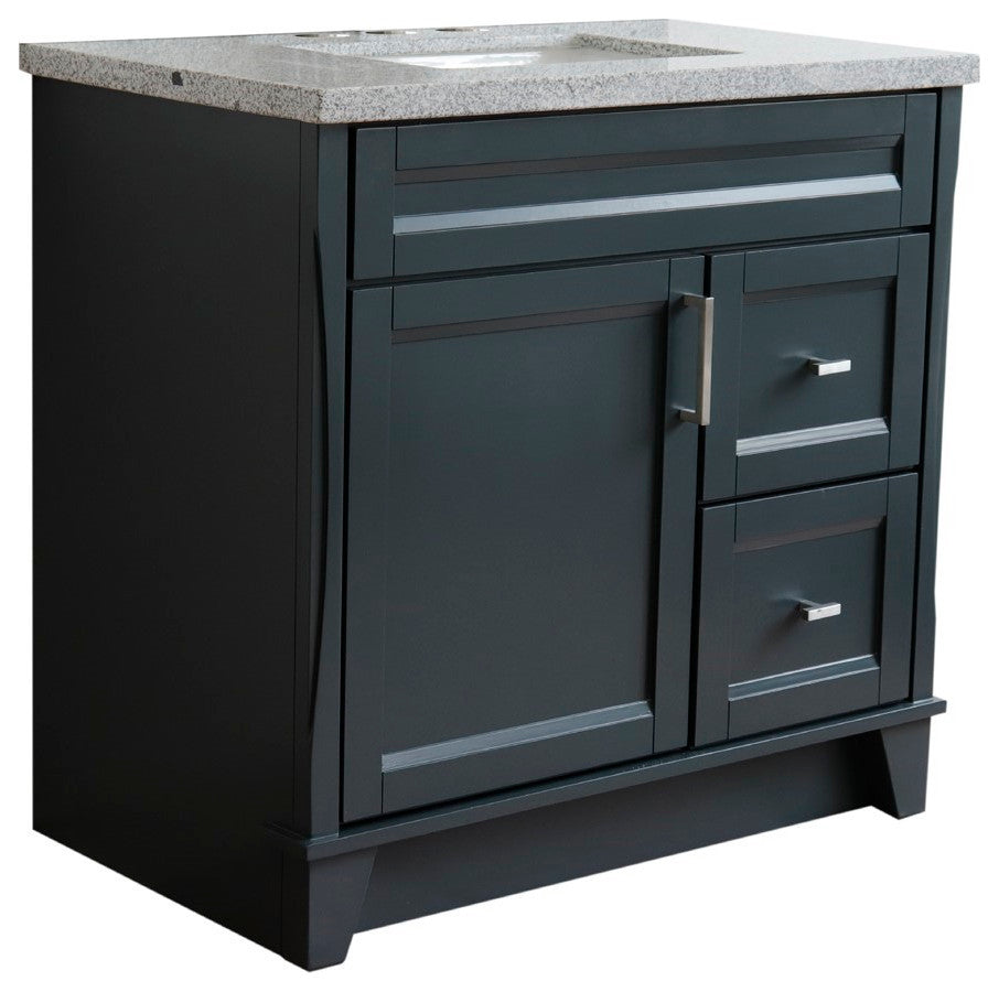 37" Single Sink Vanity, Dark Gray Finish With Gray Granite