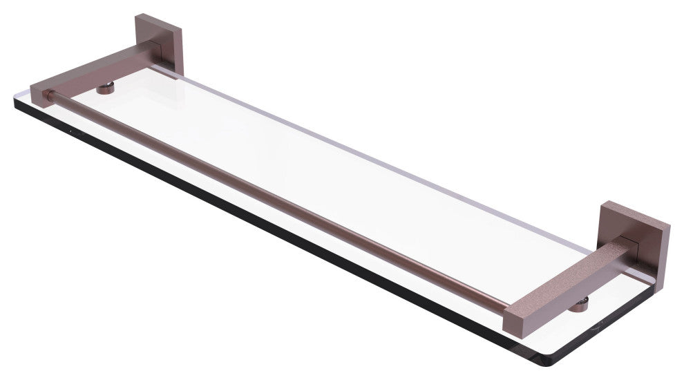 Montero 22" Glass Shelf with Gallery Rail, Antique Copper