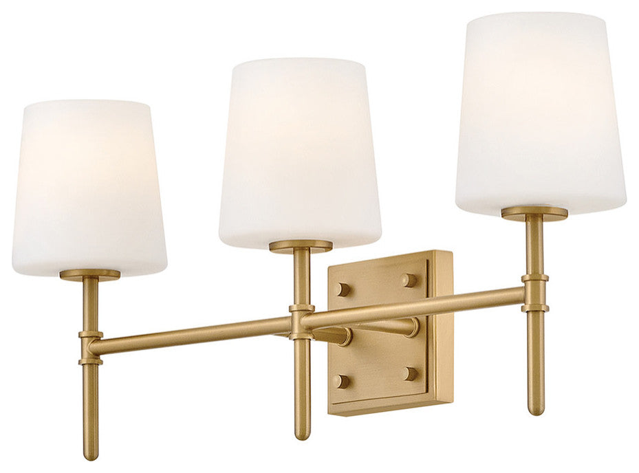 Hinkley Saunders Medium Three Light Vanity, Lacquered Brass