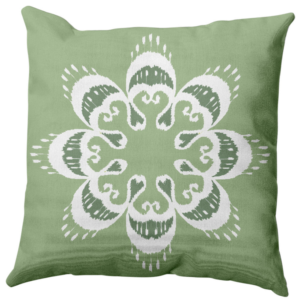 Ikat Mandala Decorative Throw Pillow, Sage Green, 20x20"