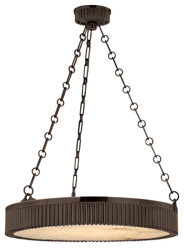 Lynden, 22-inch Pendant, Distressed Bronze Finish, Alabaster Diffuser