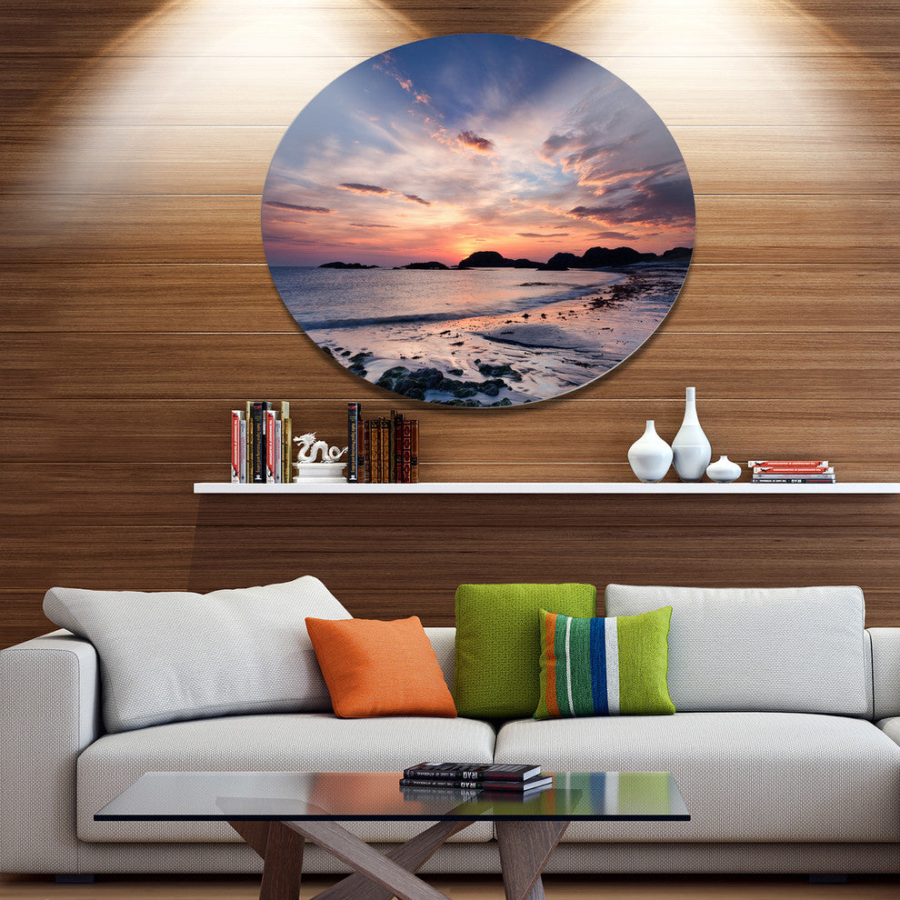Dramatic Sky At Sunset On Isle Of Iona, Seashore Round Wall Art, 11"