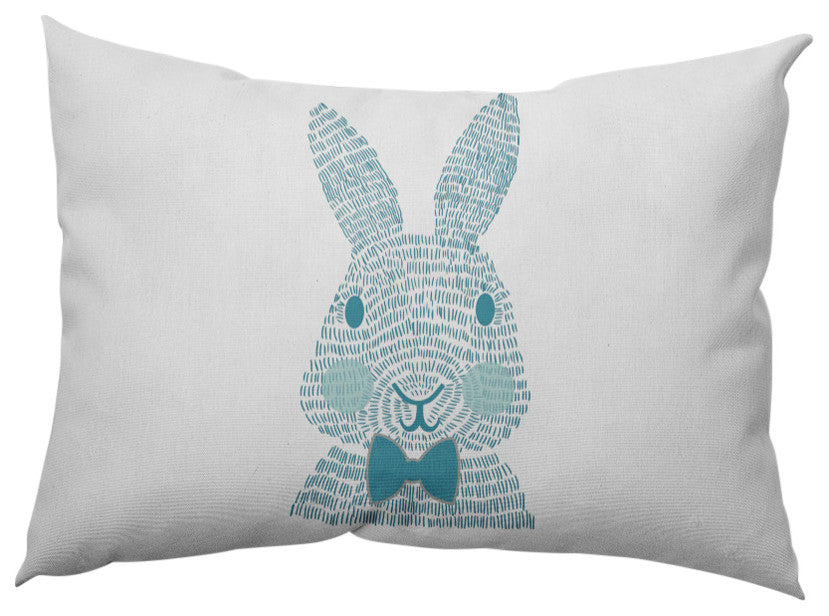 Monochrome Bunny Easter Decorative Lumbar Pillow, Explorer Blue, 14x20"