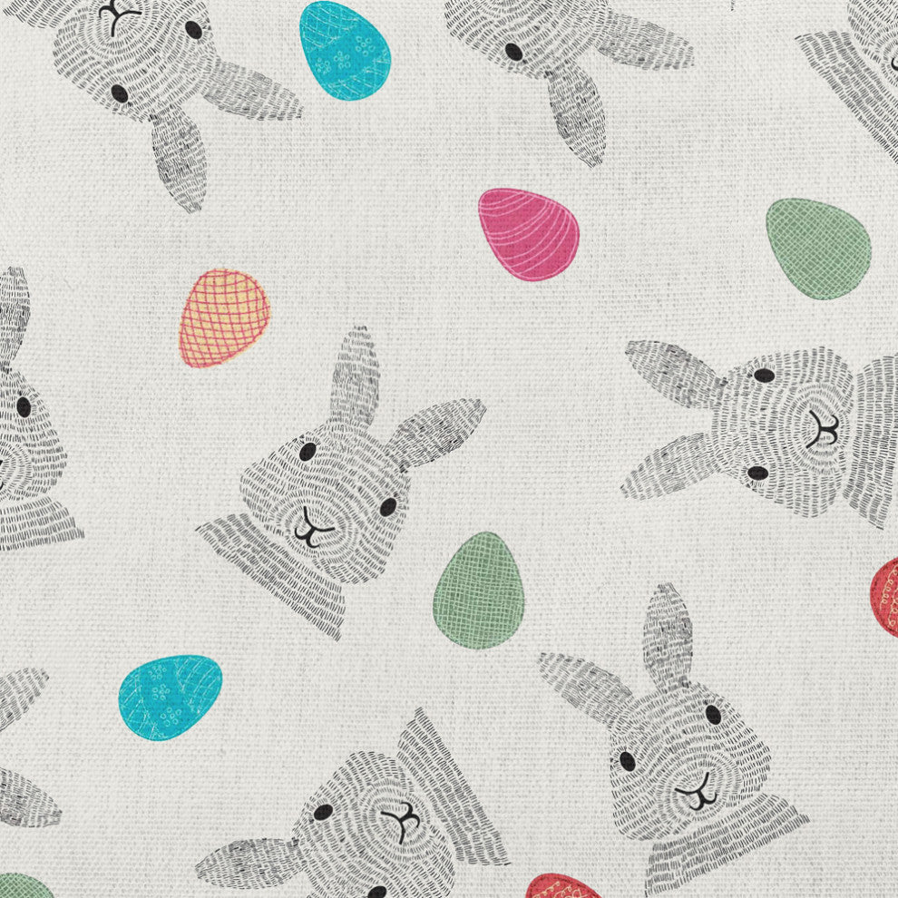 Bunnies and Eggs Easter Decorative Throw Pillow, Whisper White, 26x26"