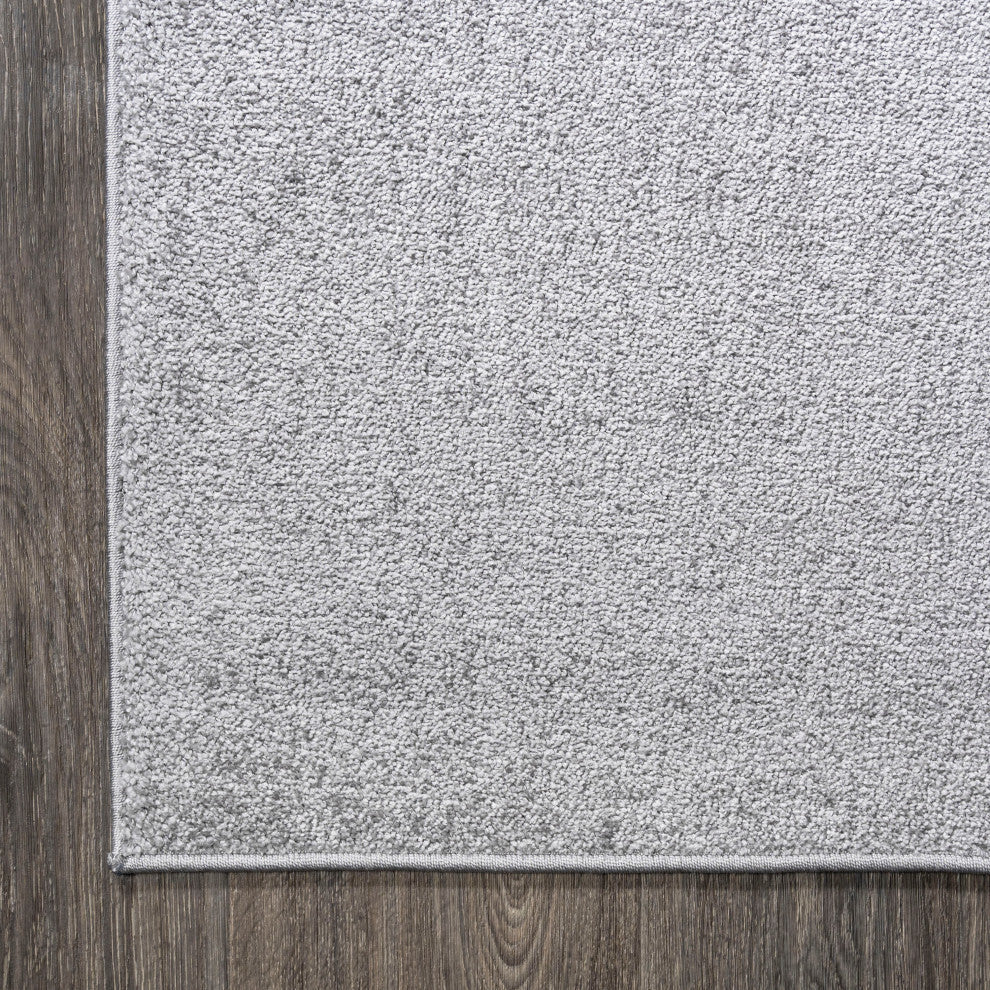 Haze Solid Low-Pile Runner Rug, Light Gray, 8 X 10