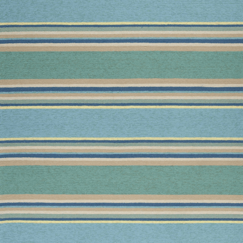 5' X 7' Ocean Stripes Uv Treated Indoor Outdoor Area Rug