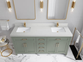 Cambridge 72" Double Sink Bath Vanity in Evergreen 2" Carrara Quartz
