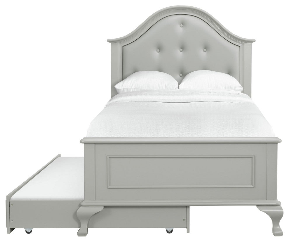 Jesse Twin Panel Bed With Trundle, Gray