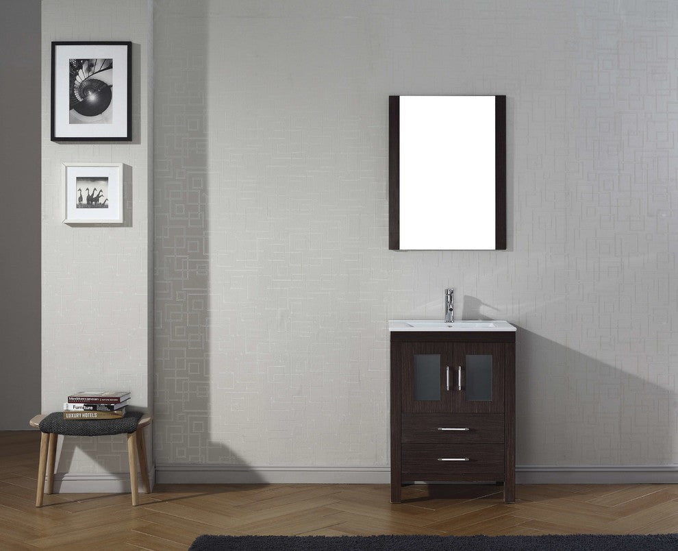 Dior 24" Single Bathroom Vanity, Espresso With Slim White Ceramic Top