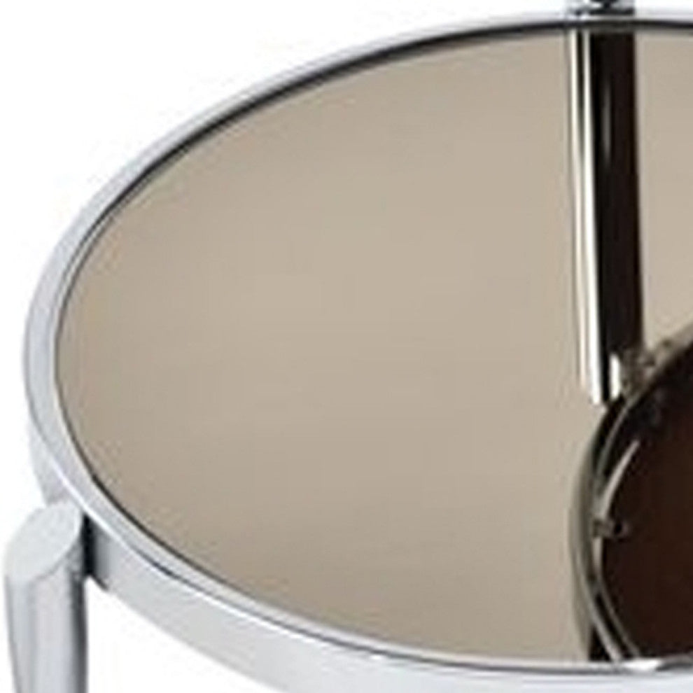 Benzara BM262116 Twin Top Coffee Table With Tubular Rounded Legs, Silver