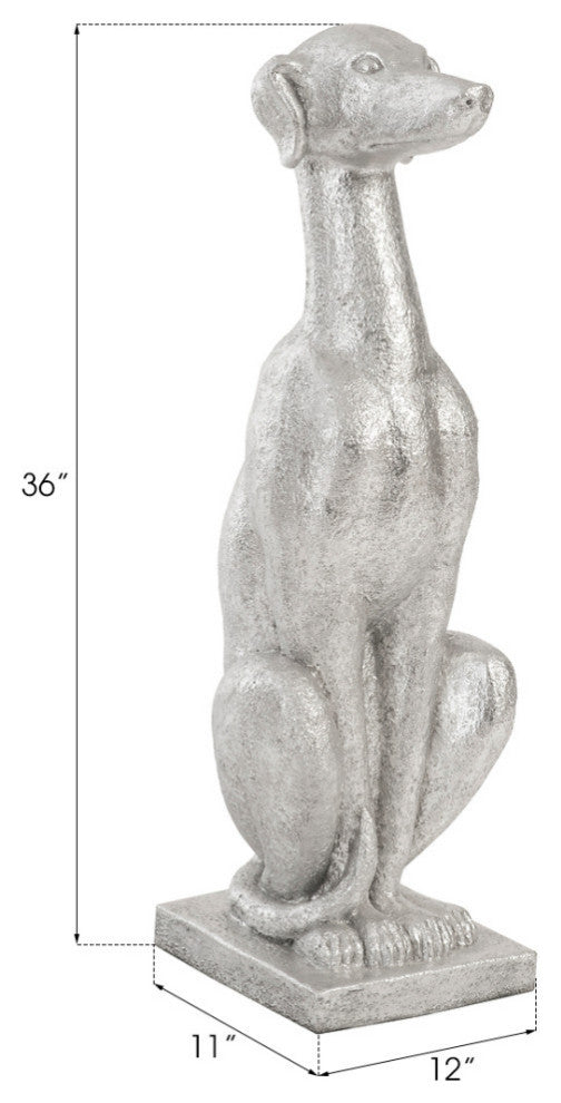 Grayhound Resin Figurine, Silver Leaf