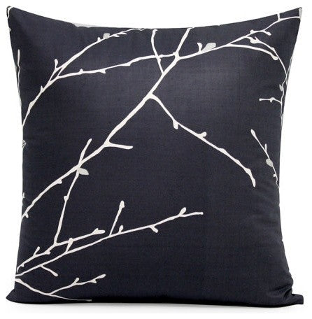 18"x18" Charcoal Gray Branches Decorative Pillow Cover, 12"x20"