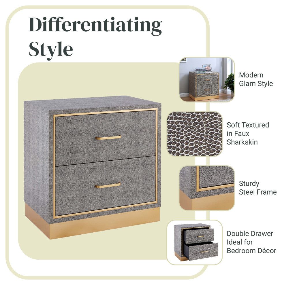 Edinburgh 2-Drawer Faux Shagreen End Table
