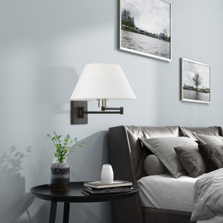 1 Light Black With Brushed Nickel Accent Swing Arm Lamp