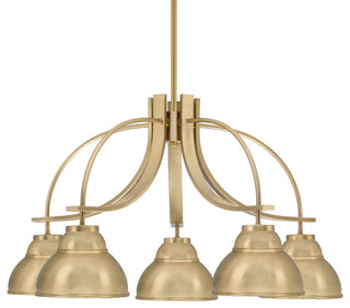 Cavella 5 Light, Chandelier, New Age Brass Finish, 7" New Age Brass Metal Shades