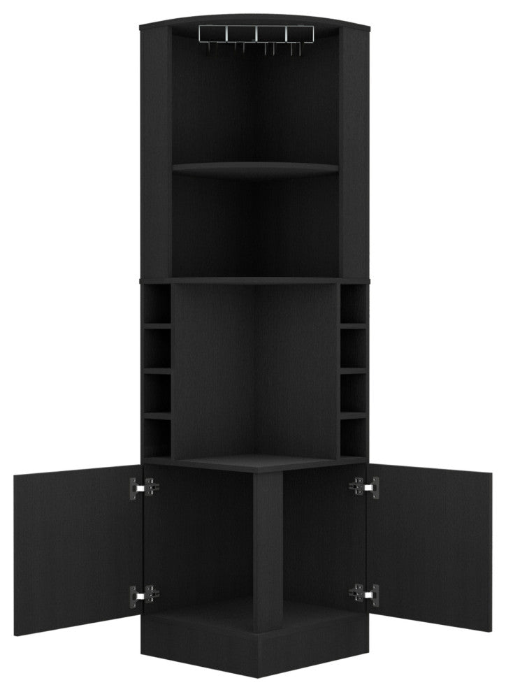 DEPOT E-SHOP Cairo Corner Bar Cabinet, Black