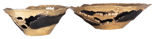 Ambrosia Scandinavian Distressed Metal Decorative Bowls, 2-Piece Set, Black