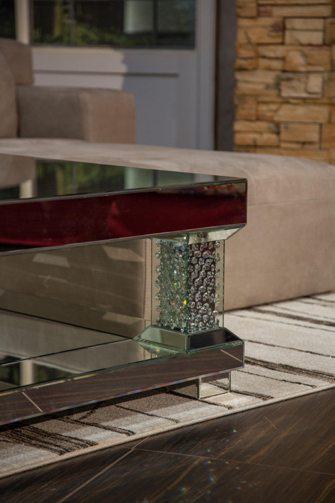Montreal Square Cocktail Table With Crystal Accents