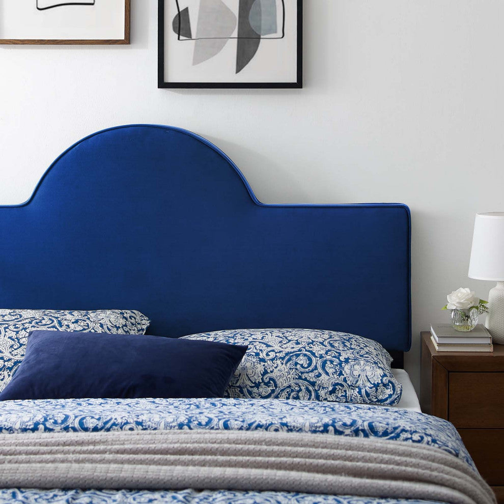 Headboard, King Size, Velvet, Blue Navy, Modern Contemporary, Bedroom Master