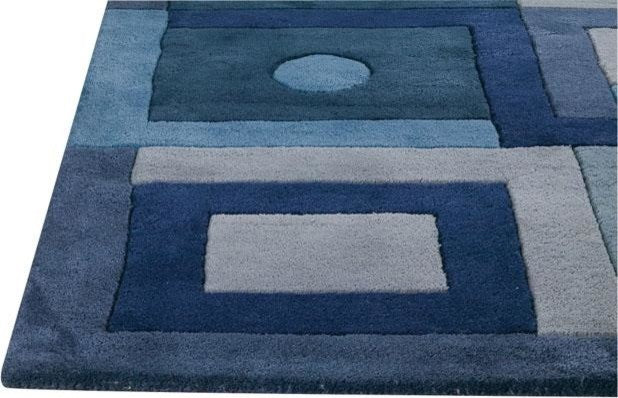 Hand Tufted Blue Wool Area Rug, 8'3"x11'6"