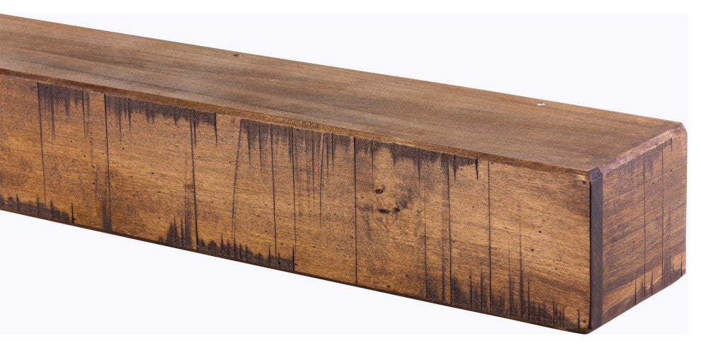 Rustic Fireplace Mantel Shelf, Aged Oak, 36"
