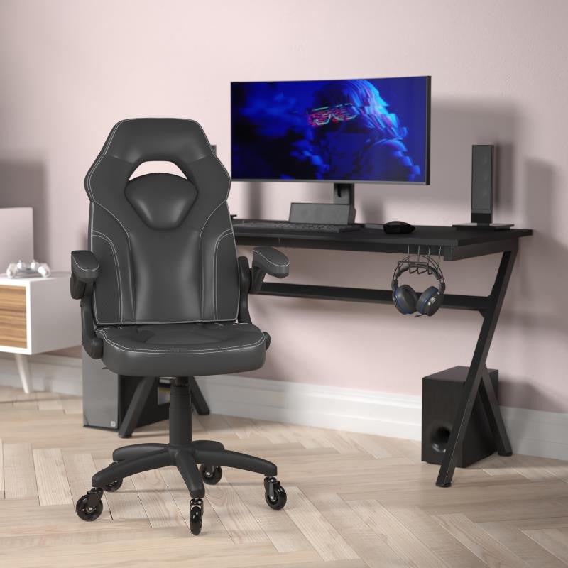 X10 Office Computer Chair, Flip-up Arms, Transparent Roller Wheels, Black