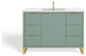 Bradford Bath Vanity, Green, 48", Satin Brass Hardware, Single Sink, Freestanding