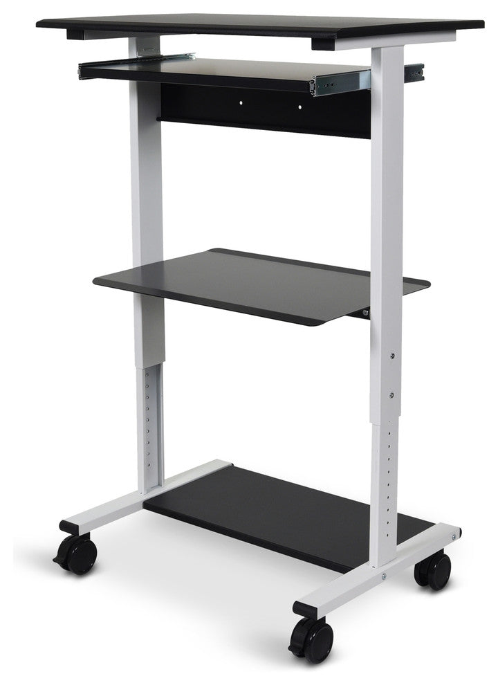 Luxor STAND-WS30 Mobile 3-Shelf Adjustable Stand Up Workstation