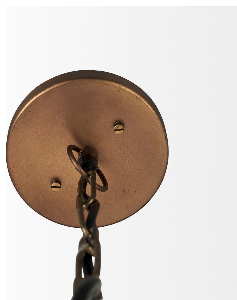Willson 17Lx17Wx29H Black Iron With Antique Brass Dome Pendant Light