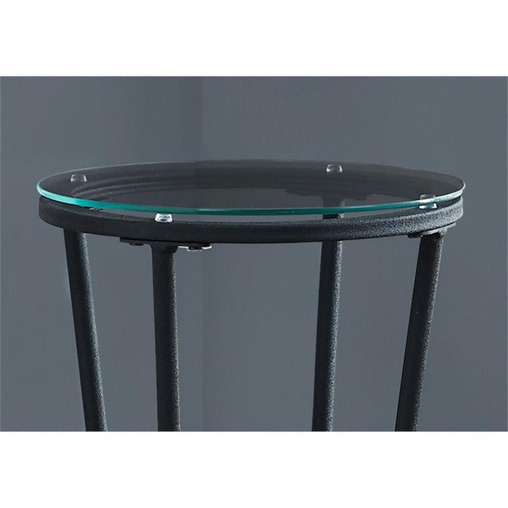 Accent Table Side End Plant Stand Round Living Room Bedroom Metal Black